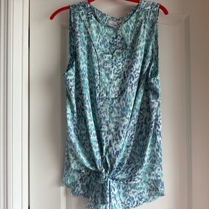 Chico's Green Sleeveless Tie Front Blouse